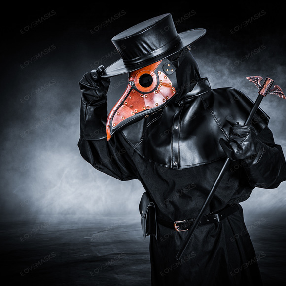 Mua Plague Doctor with Large Bird PU Leather Mask & Flat Hat  Plague Doctor with Large Bird Mask & Flat Hat Full Costume Set - Brown